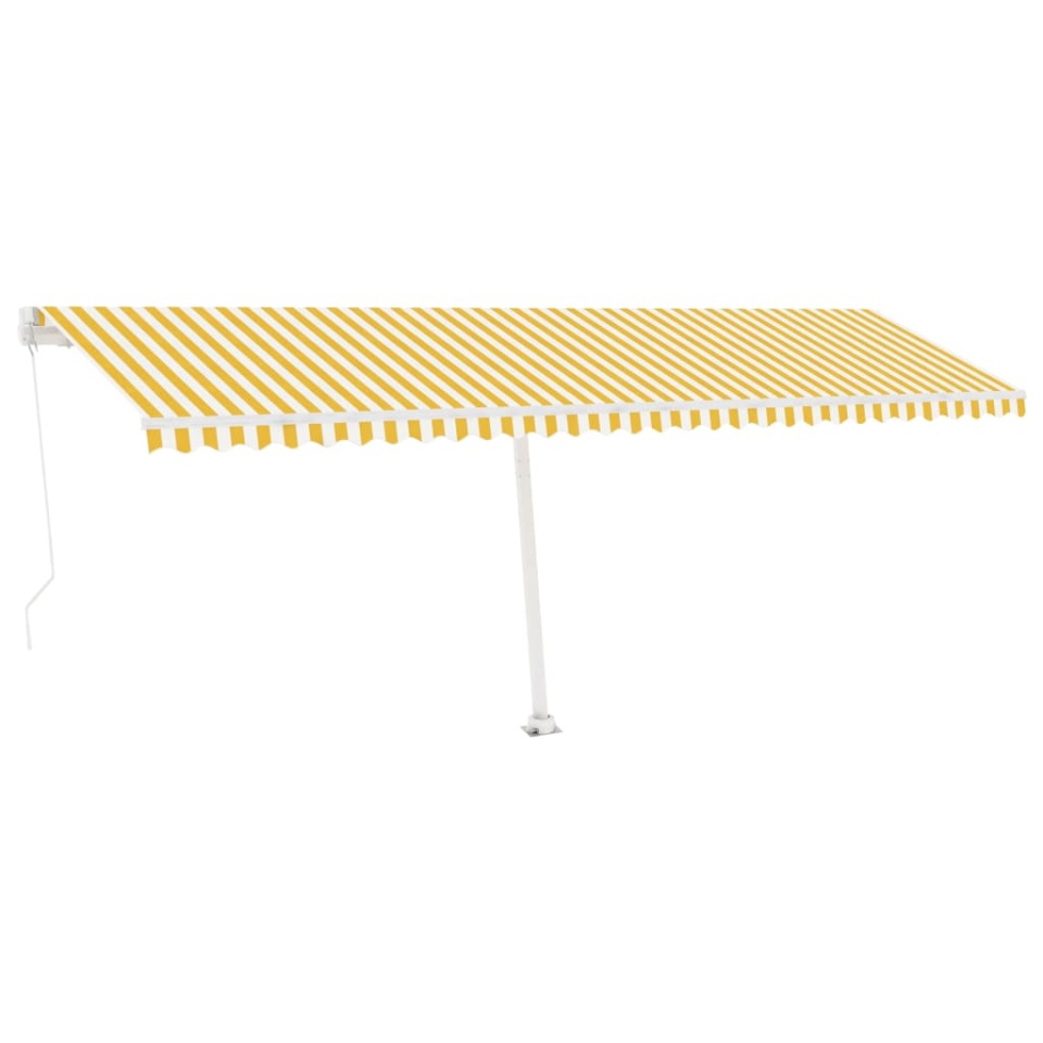 Copertină autonomă retractabilă manual, galben/alb, 600x300 cm - 2 | YEO