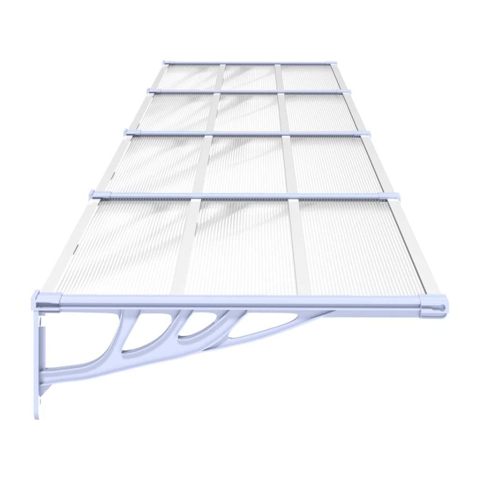 Copertină de ușă, gri și transparent, 396x90 cm, policarbonat - 3 | YEO