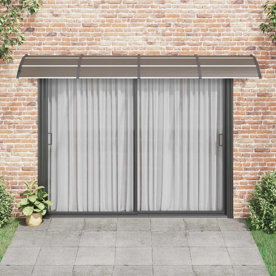 Copertină de ușă, negru și transparent, 350x75 cm, policarbonat - 2 | YEO