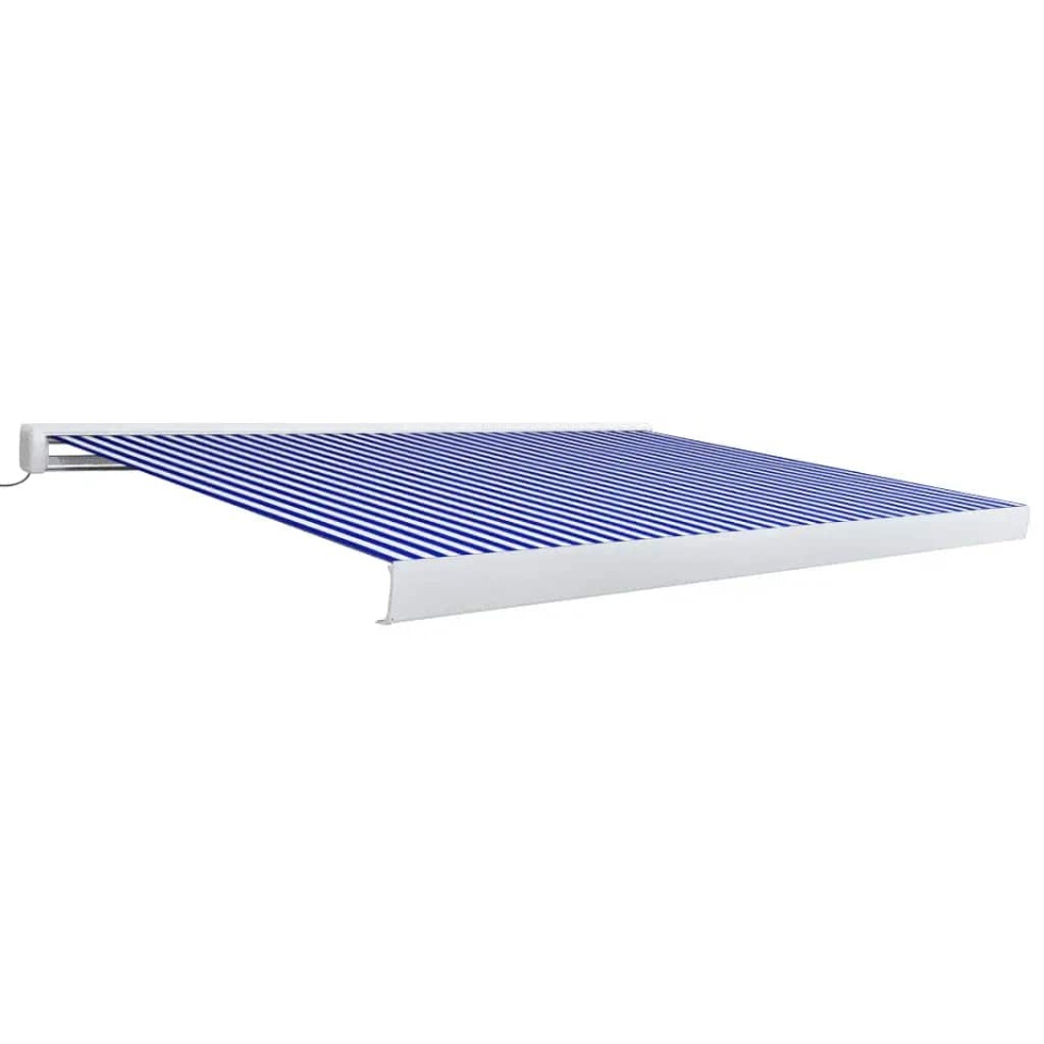 Copertină motorizată tip casetă, albastru și alb, 350 x 250 cm - 1 | YEO