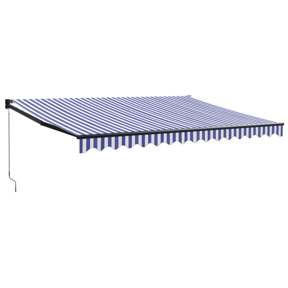 Copertină retractabilă albastru/alb, 4x3 m, textil/aluminiu - 1 | YEO