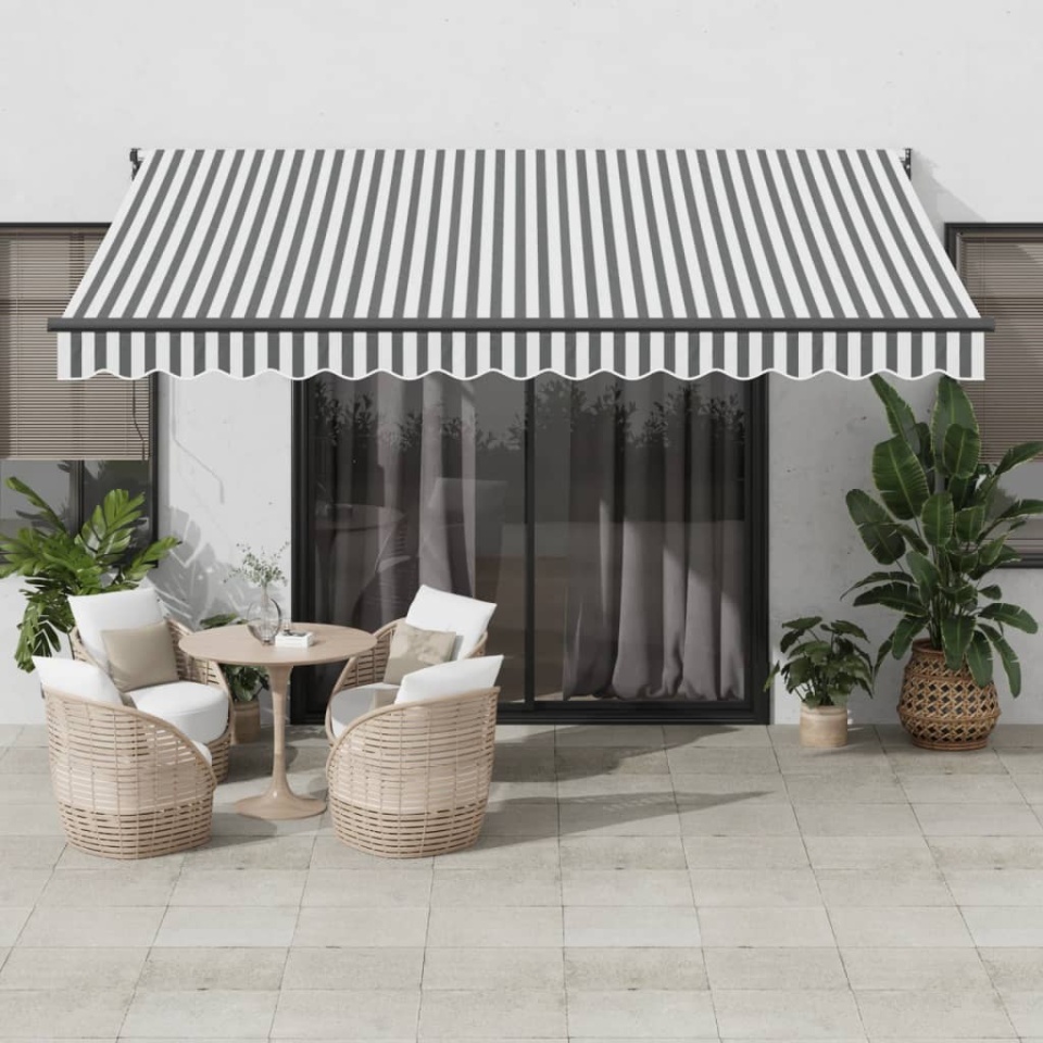 Copertină retractabilă antracit/alb, 4x3 m, textil/aluminiu