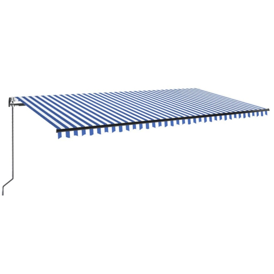 Copertină retractabilă automat, albastru și alb, 600x350 - 1 | YEO