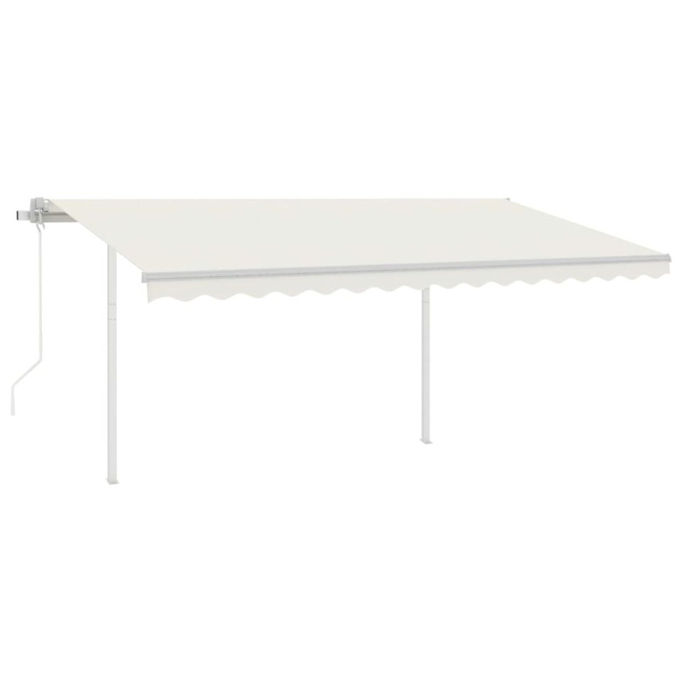 Copertină retractabilă automat, cu stâlpi, crem, 4,5x3,5 m - 1 | YEO