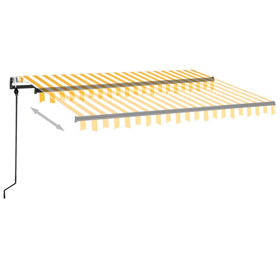 Copertină retractabilă automat, galben și alb, 350x250 cm - 2 | YEO