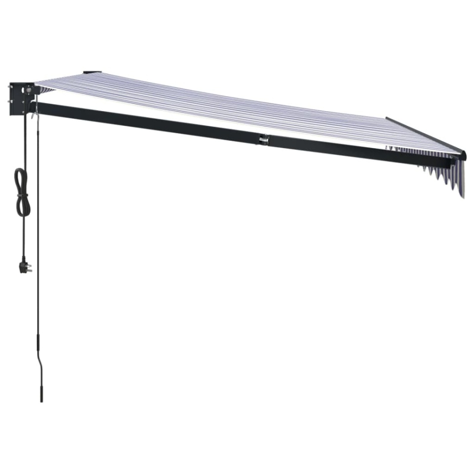 Copertină retractabilă automată, albastru și alb, 3x2,5 m - 3 | YEO