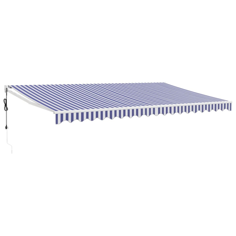 Copertină retractabilă automată, albastru și alb, 5x3 m - 1 | YEO