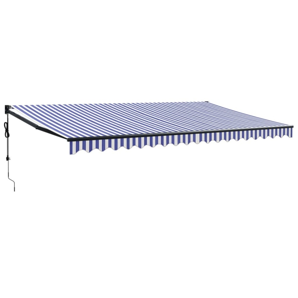 Copertină retractabilă automată, albastru și alb, 5x3 m - 1 | YEO