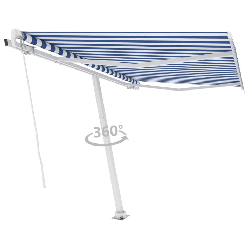 Copertină retractabilă manual, albastru/alb, 300x250 cm - 3 | YEO