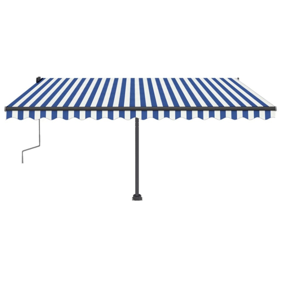 Copertină retractabilă manual cu LED, albastru/alb, 400x350 cm - 3 | YEO