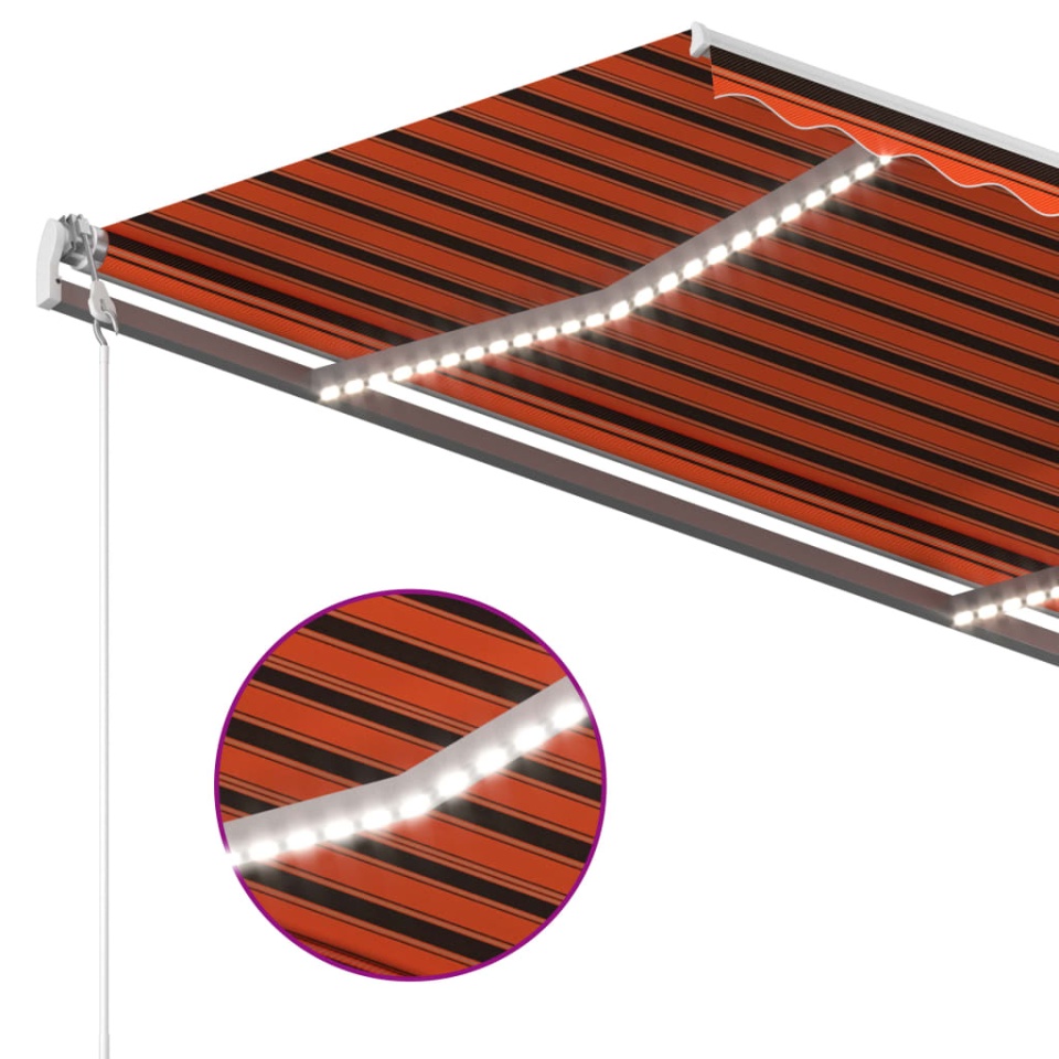 Copertină retractabilă manual cu LED, portocaliu&maro 3,5x2,5 m - 2 | YEO