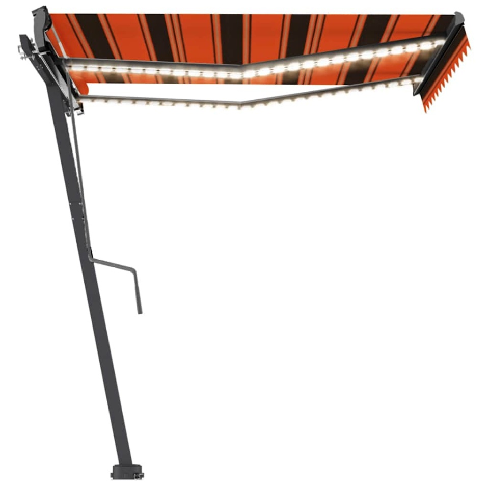 Copertină retractabilă manual cu LED portocaliu&maro 300x250 cm - 2 | YEO