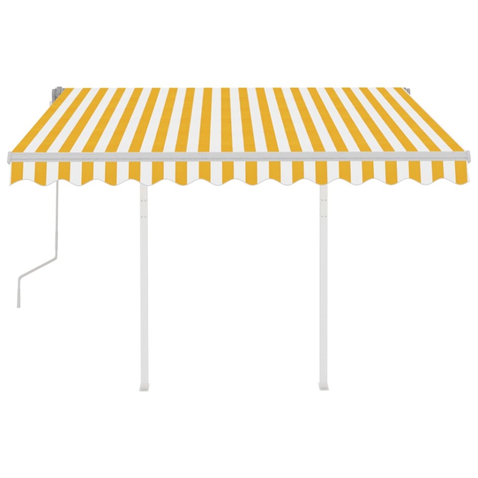 Copertină retractabilă manual cu stâlpi, galben/alb, 3x2,5 m - 2 | YEO