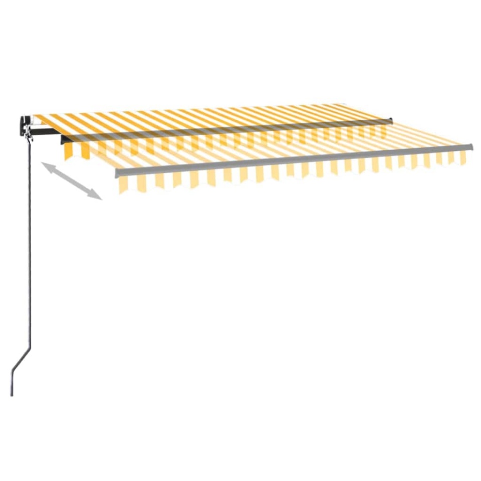 Copertină retractabilă manual, galben și alb, 450x300 cm - 2 | YEO