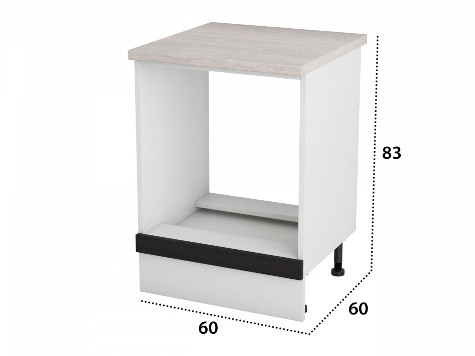 Corp cuptor, Alfa, Wenge Alb, blat travertin, PAL, 83x60x60 cm - 3 | YEO