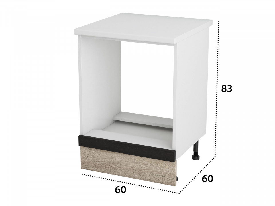 Corp cuptor, Alfa, Wenge Sonoma, blat alb, PAL, 83x60x60 cm - 3 | YEO