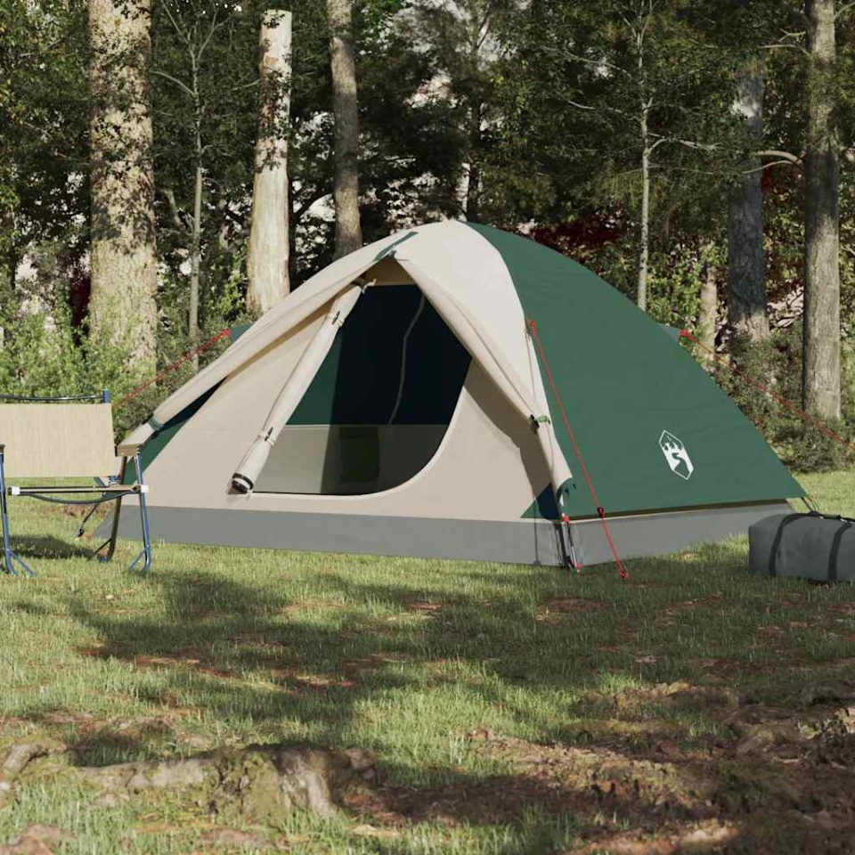 Cort de camping cupolă 6 persoane, verde, impermeabil - 2 | YEO