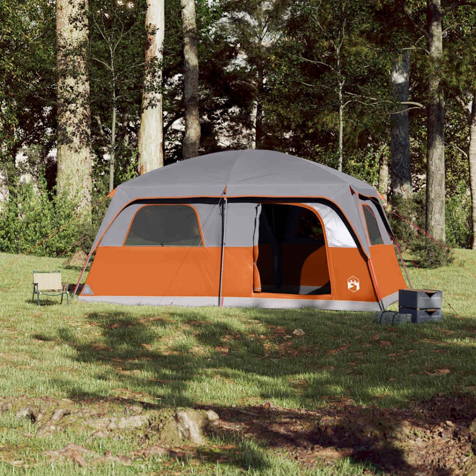 Cort de camping pentru 10 persoane, gri/portocaliu, impermeabil - 2 | YEO
