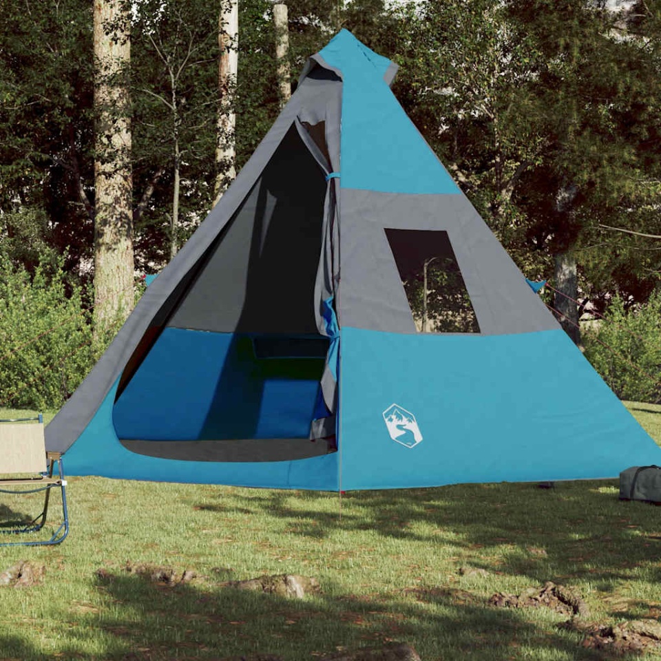 Cort de camping tipi pentru 7 persoane, albastru, impermeabil - 2 | YEO