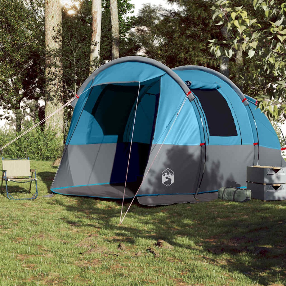 Cort de camping tunel pentru 4 persoane, albastru, impermeabil - 2 | YEO