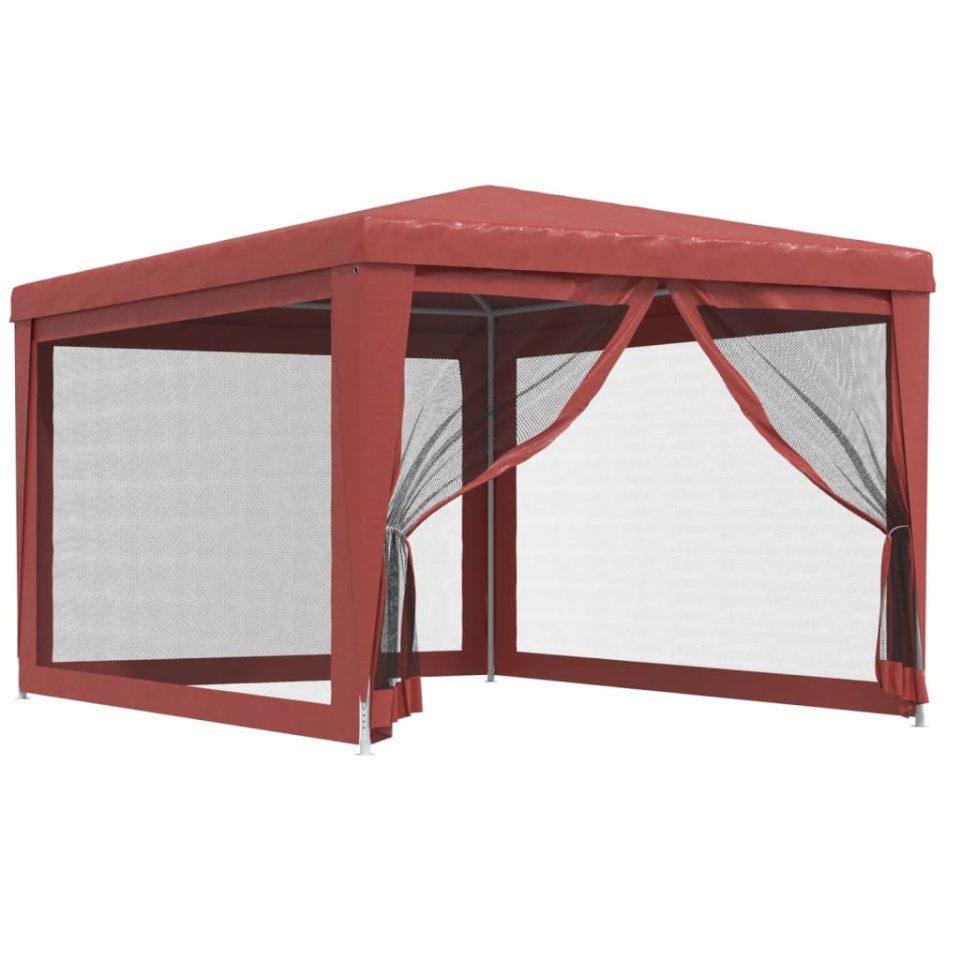 Cort de petrecere cu 4 pereți din plasă, roșu, 3x4 m, HDPE - 1 | YEO