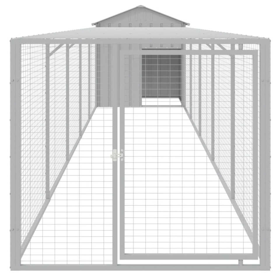 Coteț pui cu incintă gri deschis 117x609x123 cm oțel galvanizat - 2 | YEO