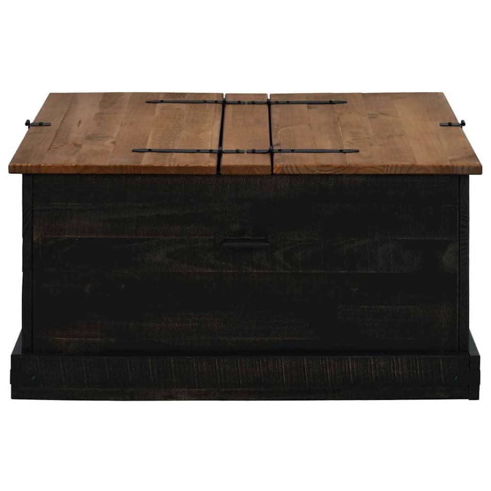 Cufă de depozitare HALDEN Negru 91x91x47 cm Lemn masiv de pin - 3 | YEO