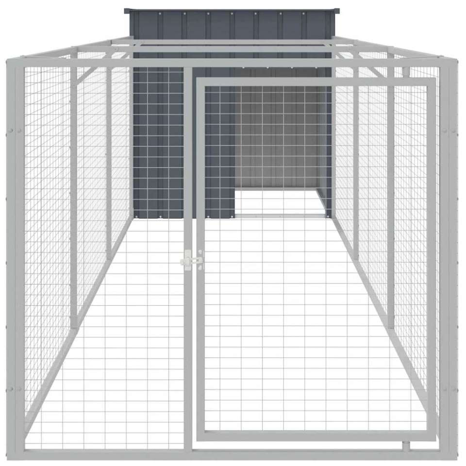 Cușcă câine cu țarc antracit 110x405x110 cm oțel galvanizat - 2 | YEO