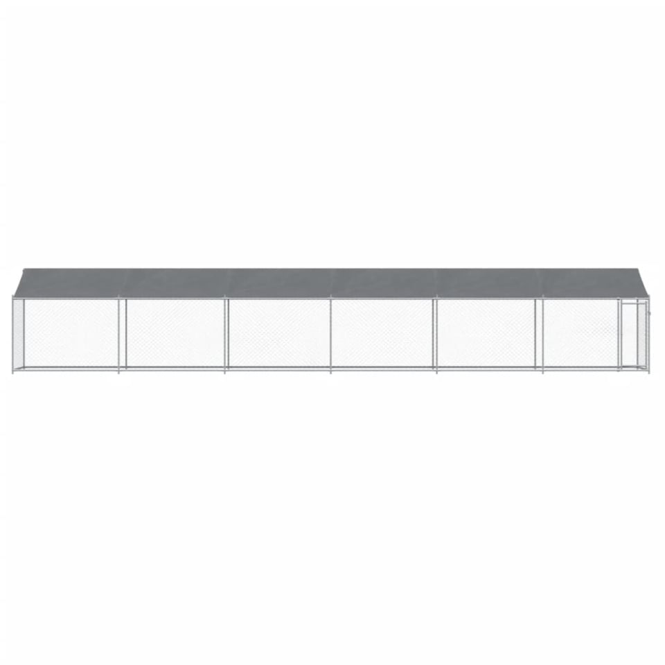 Cușcă câini cu acoperiș și ușă, gri, 12x2x2 m, oțel galvanizat - 3 | YEO