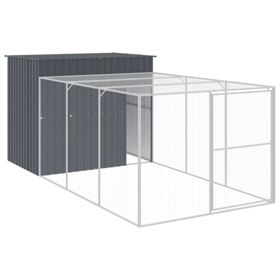 Cușcă de câine cu țarc antracit 214x457x181 cm oțel galvanizat - 1 | YEO