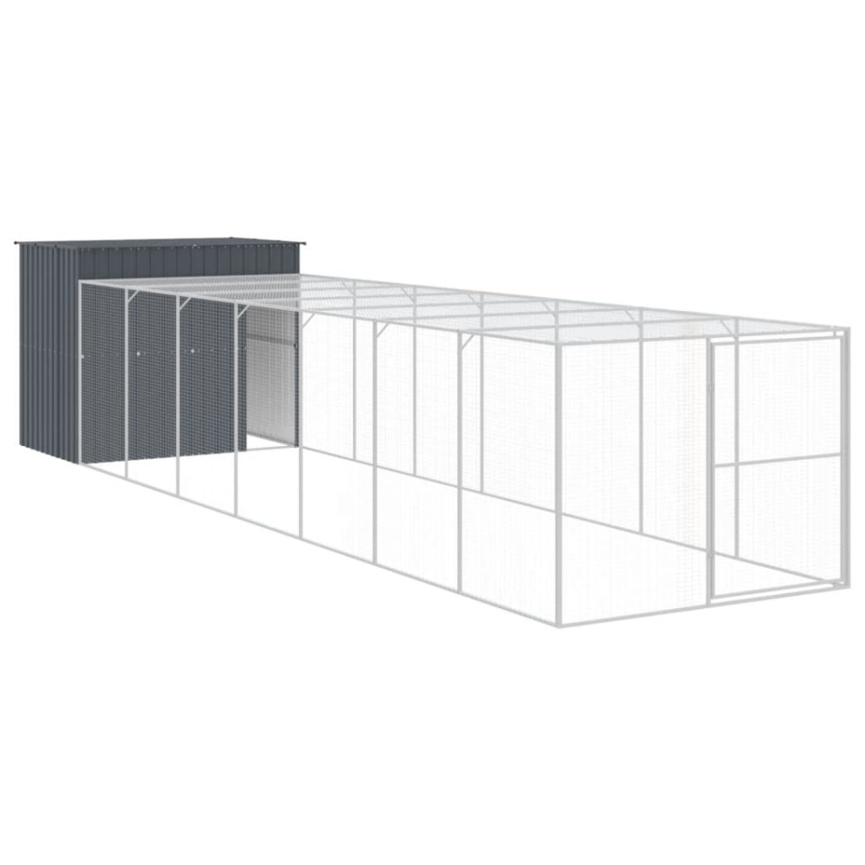 Cușcă de câine cu țarc antracit 214x865x181 cm oțel galvanizat - 1 | YEO