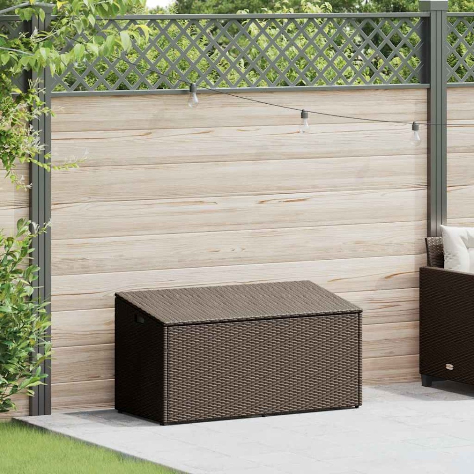 Cutie de depozitare de grădină maro 110x50x58 cm polirattan - 1 | YEO