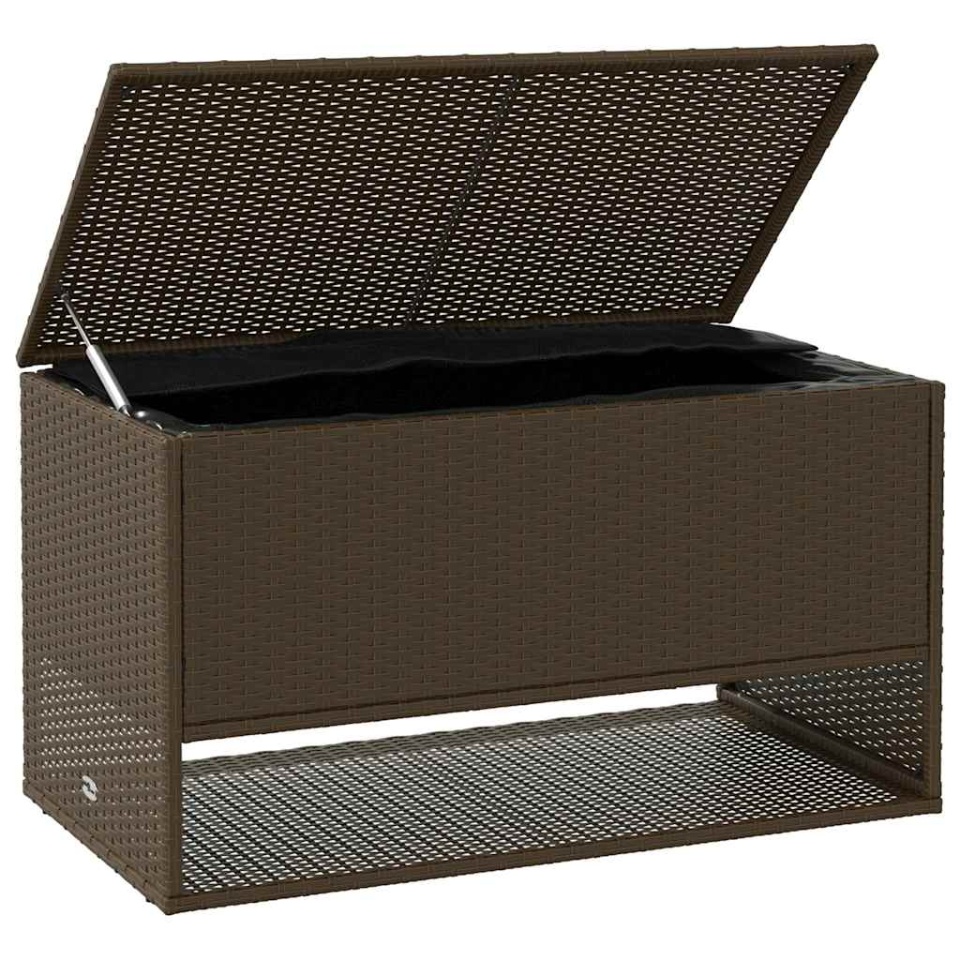 Cutie de perne de exterior maro 100x55x55,5 cm Poly Rattan - 2 | YEO