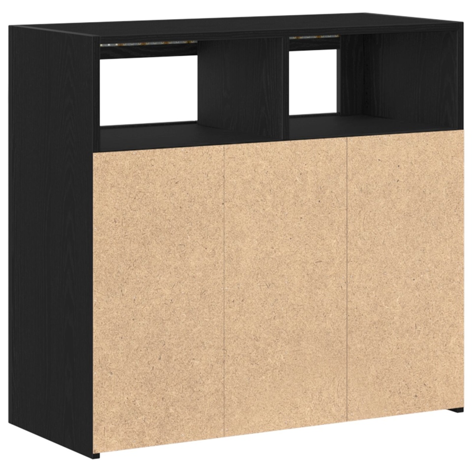 Dulap cu LED-uri Stejar Negru 80x35x75 cm din lemn prelucrat - 3 | YEO