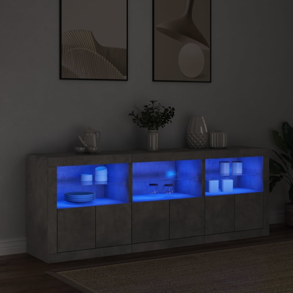 Dulap cu lumini LED, gri beton, 181,5x37x67 cm - 2 | YEO