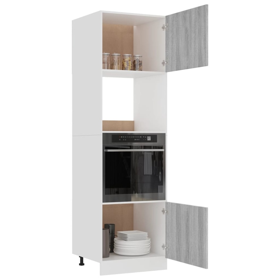Dulap cuptor microunde “Lyon”, gri sonoma, 60x57x207cm - 3 | YEO