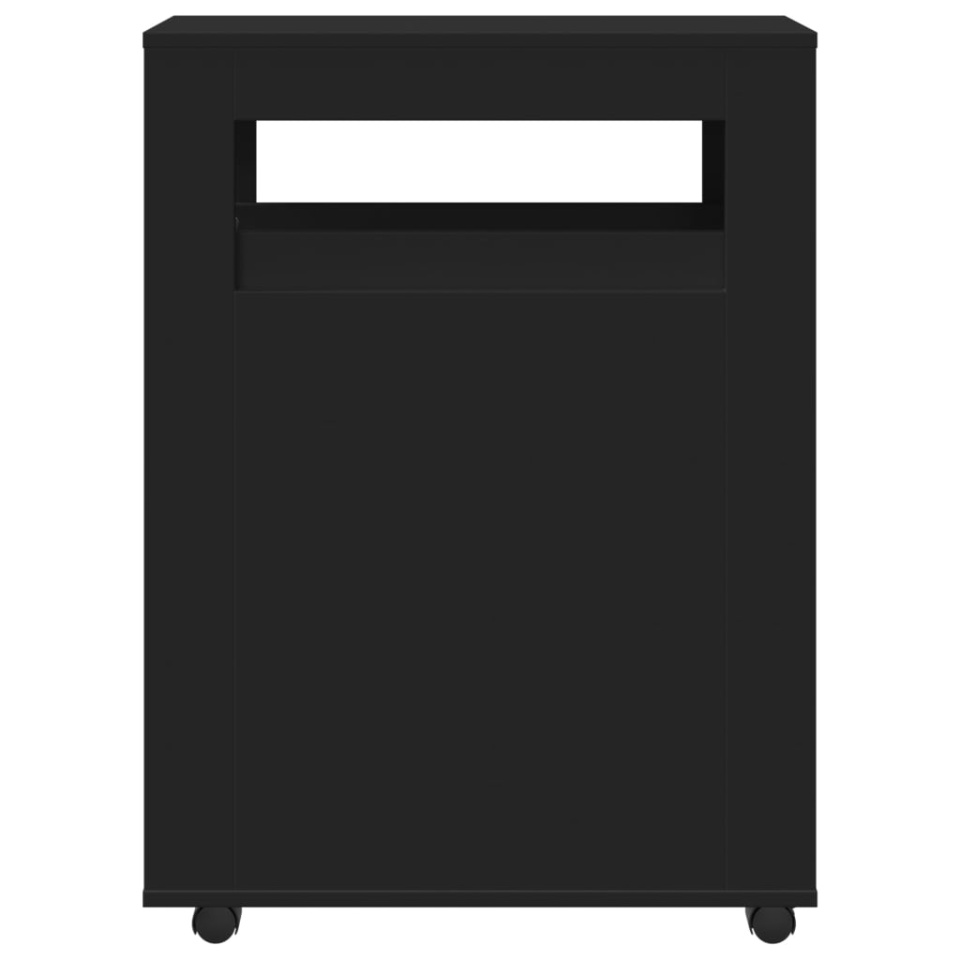 Dulap de baie îngust cu roți, negru, lemn prelucrat - 3 | YEO