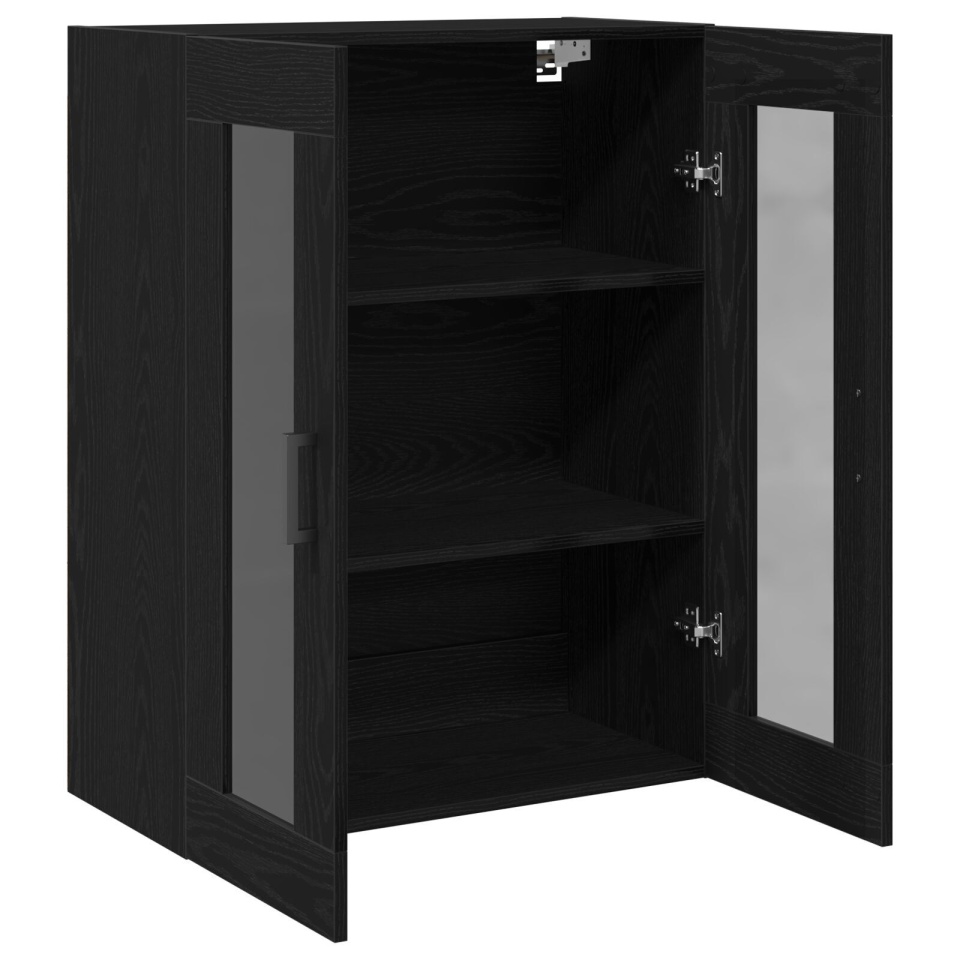 Dulap de perete cu uși din sticlă, stejar negru, 69,5x34x90 cm - 3 | YEO
