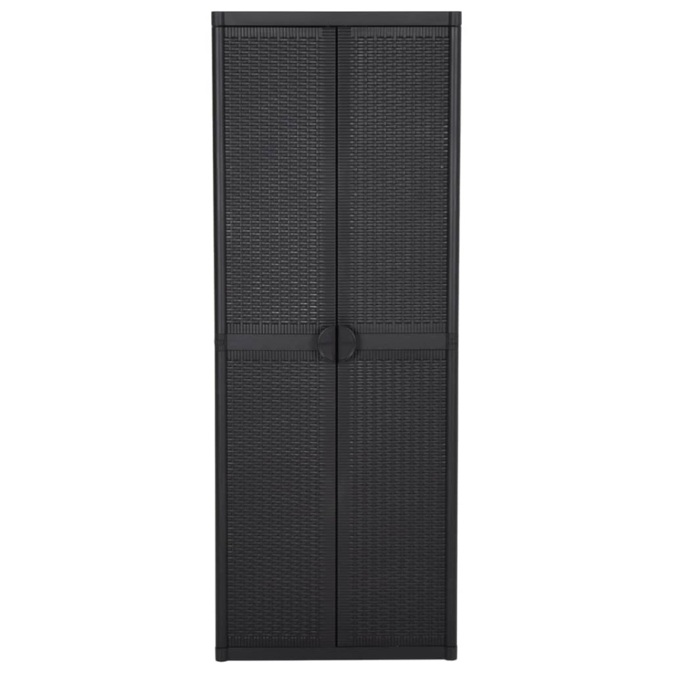 Dulap depozitare de grădină, negru, 65x45x172 cm, PP ratan - 1 | YEO
