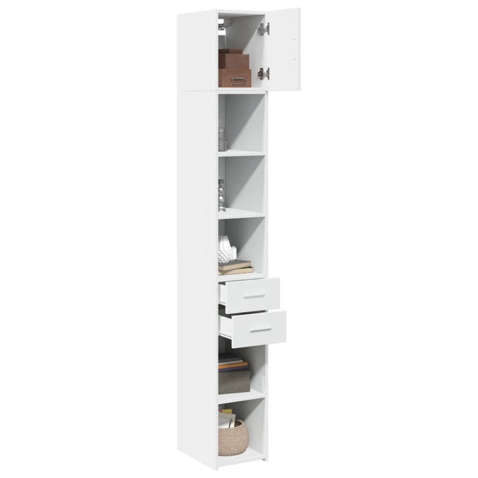Dulap depozitare slim alb 30x42,5x225 cm lemn prelucrat - 2 | YEO