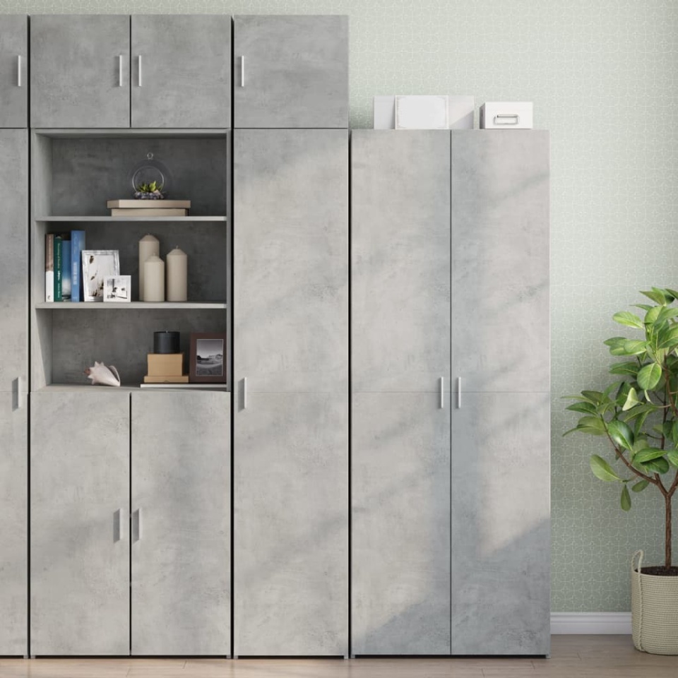 Dulap depozitare slim gri beton 40x42,5x225 cm lemn prelucrat