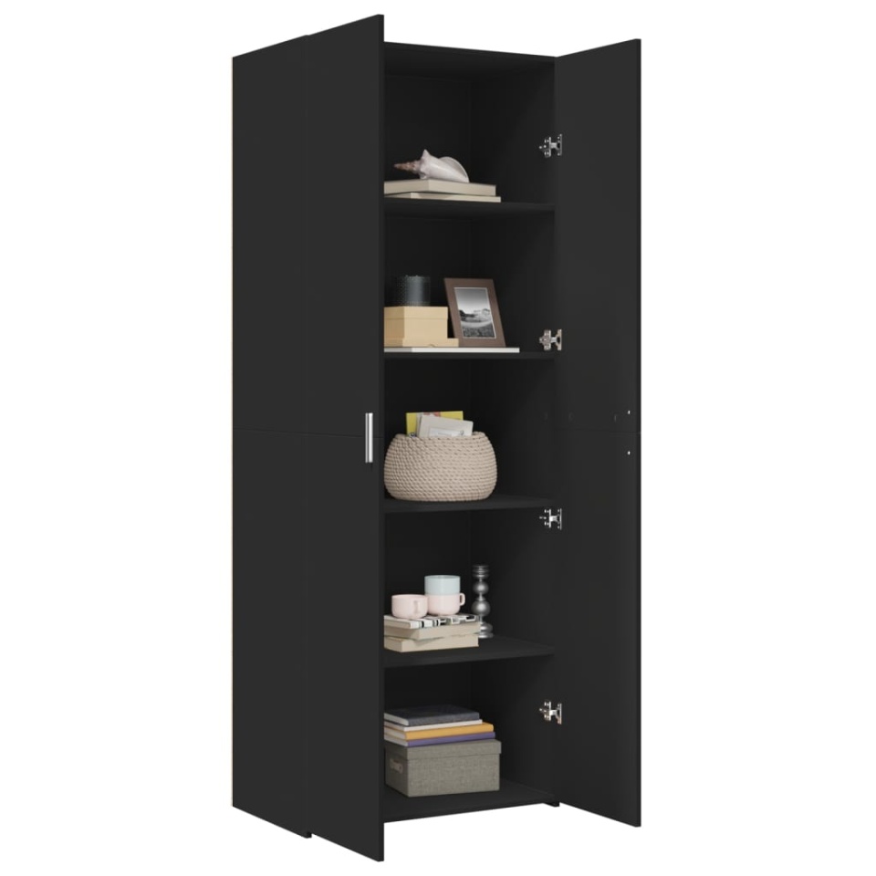 Dulap înalt, negru, 70x42,5x185 cm, lemn prelucrat - 2 | YEO