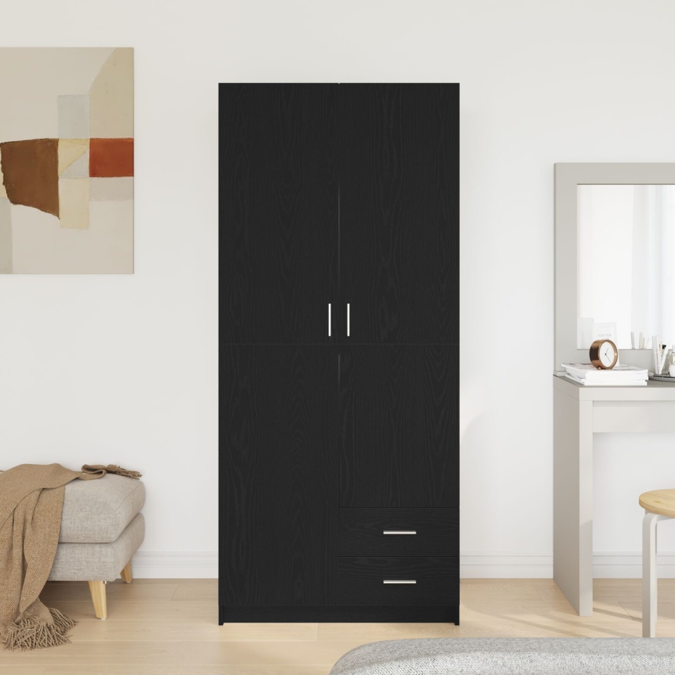 Dulap Negru din Stejar 80x52x180 cm din Lemn Compozit - 3 | YEO