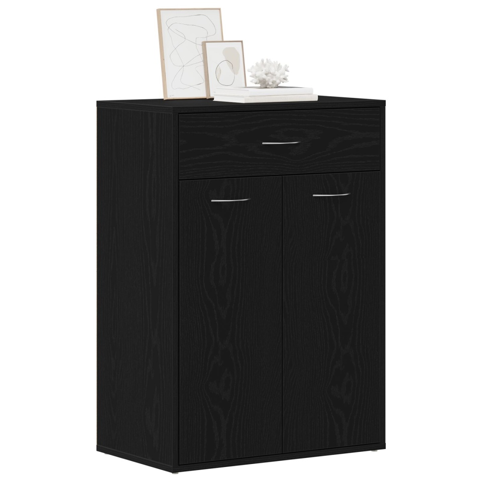 Dulap pentru încălțăminte , Negru cu Stejar, 60x35x84 cm, Lemn stratificat - 2 | YEO
