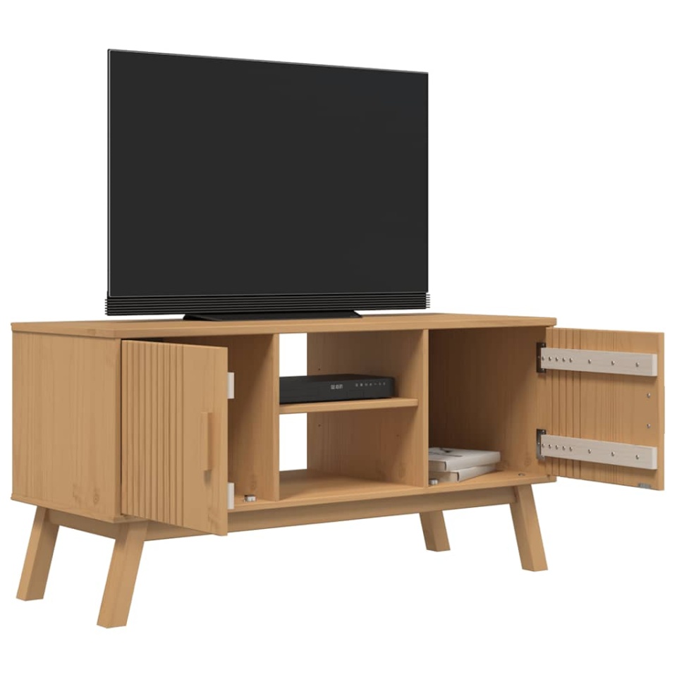 Dulap TV „OLDEN”, maro, 114x43x57 cm, lemn masiv pin - 3 | YEO