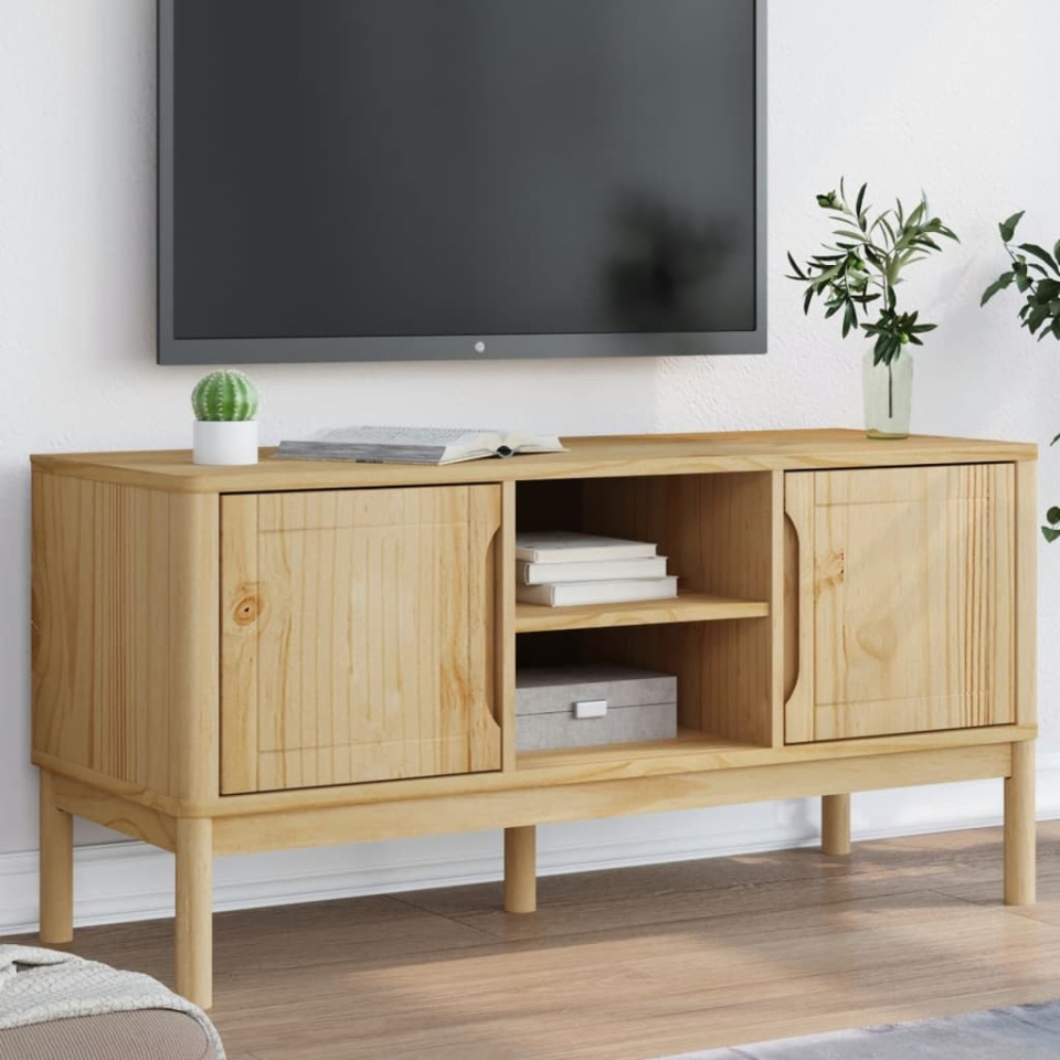 Dulap TV FLORO, maro ceruit, 114x43x55 cm, lemn masiv de pin