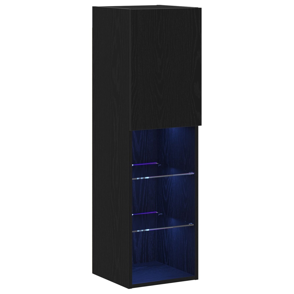 Dulap TV LED 2 buc Negru Stejar 30,5x30x102 cm Lemn prelucrat - 1 | YEO