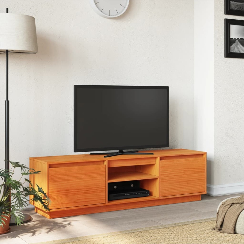 Dulap TV, maro ceruit, 140x35x40 cm, lemn masiv de pin - 2 | YEO