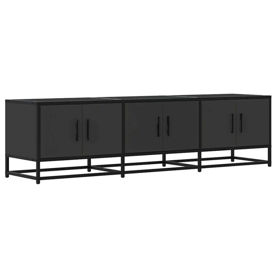 Dulap TV, negru, 150x35x41 cm, lemn prelucrat și metal - 1 | YEO