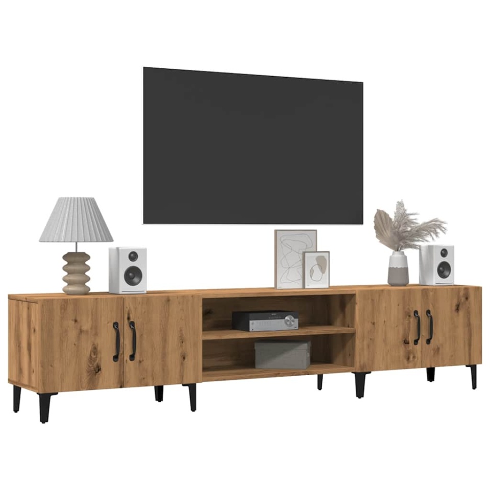 Dulap TV, stejar artizanal, 180x31,5x40 cm, lemn prelucrat - 2 | YEO